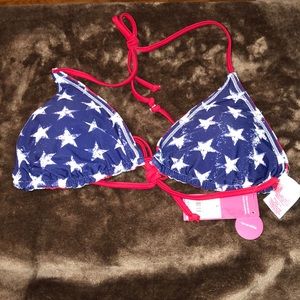 American Flag String Bikini Top